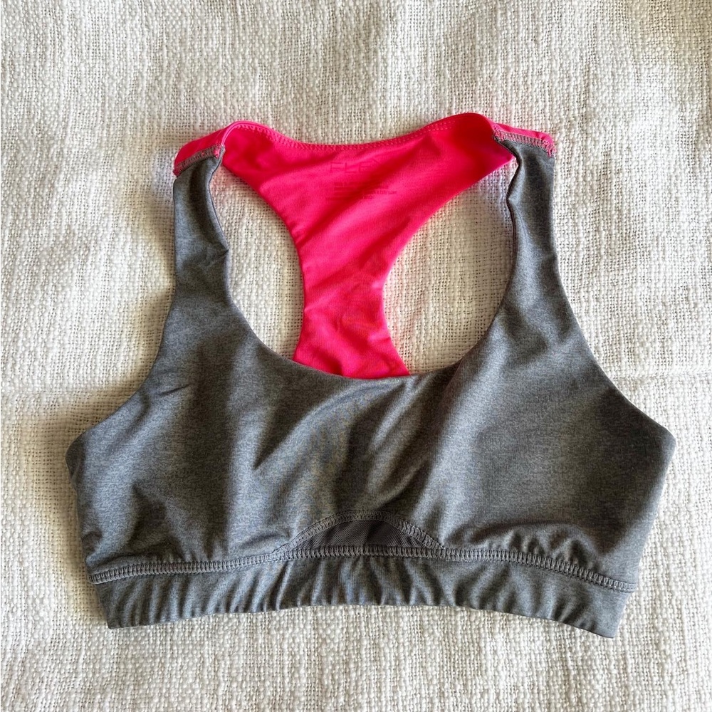 Gray and pink sports bra, size medium